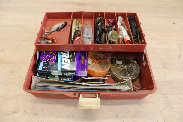 Fisherman's Tackle Box w/ Contents. 13x7x5