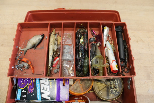 Fisherman's Tackle Box w/ Contents. 13x7x5 - Image 2 of 4