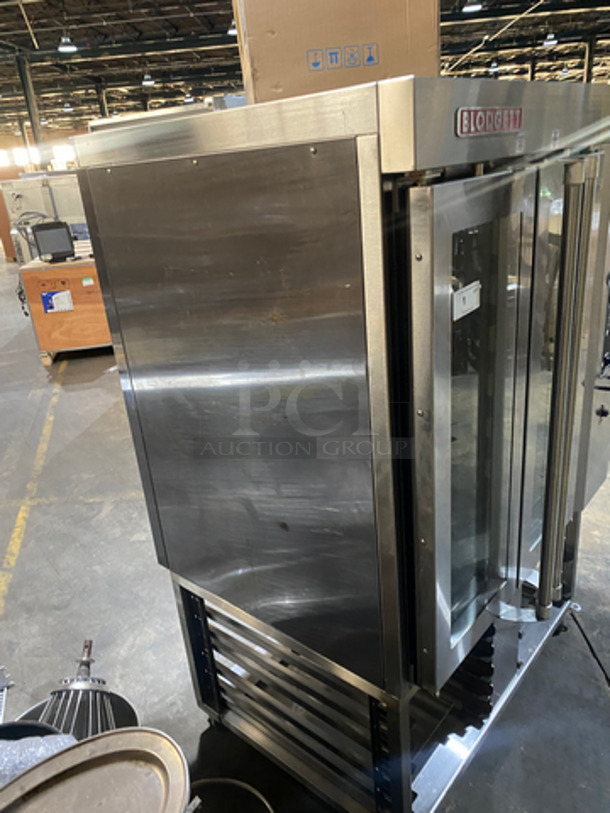 GORGEOUS! Blodgett XCEL Commercial Gas Powered Mini Rotating Rack Convection Oven! With View Through Doors! With Pan Rack Underneath! All Stainless Steel! Model XR8! On Commercial Casters! Working When Removed! - Image 2 of 8