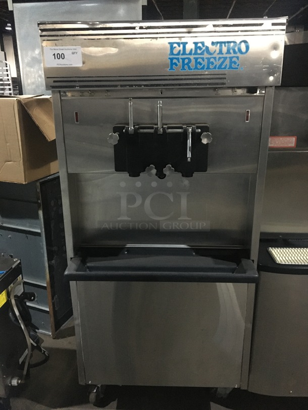 SWEET! Electro Freeze 3 Handle Electric Power Soft Serve/Yogurt Machine! All Stainless Steel! On Casters! - Image 1 of 6