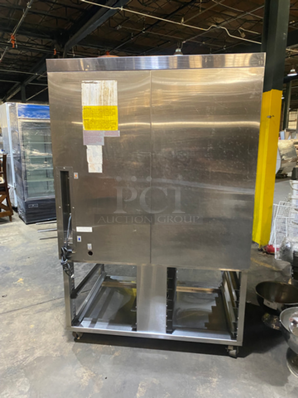 GORGEOUS! Blodgett XCEL Commercial Gas Powered Mini Rotating Rack Convection Oven! With View Through Doors! With Pan Rack Underneath! All Stainless Steel! Model XR8! On Commercial Casters! Working When Removed! - Image 4 of 8