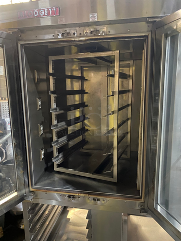 GORGEOUS! Blodgett XCEL Commercial Gas Powered Mini Rotating Rack Convection Oven! With View Through Doors! With Pan Rack Underneath! All Stainless Steel! Model XR8! On Commercial Casters! Working When Removed! - Image 5 of 8