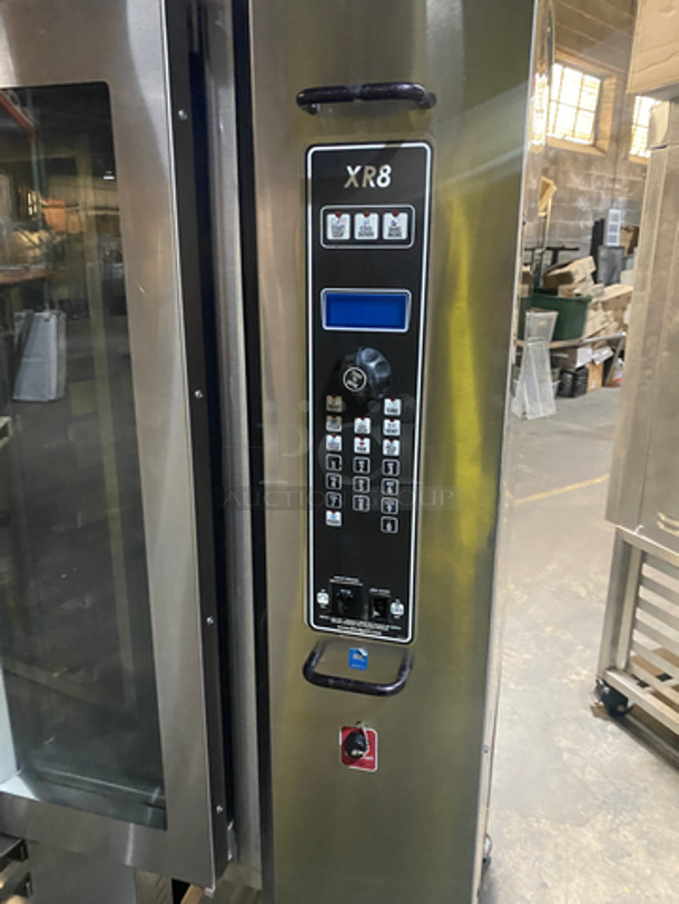 GORGEOUS! Blodgett XCEL Commercial Gas Powered Mini Rotating Rack Convection Oven! With View Through Doors! With Pan Rack Underneath! All Stainless Steel! Model XR8! On Commercial Casters! Working When Removed! - Image 7 of 8