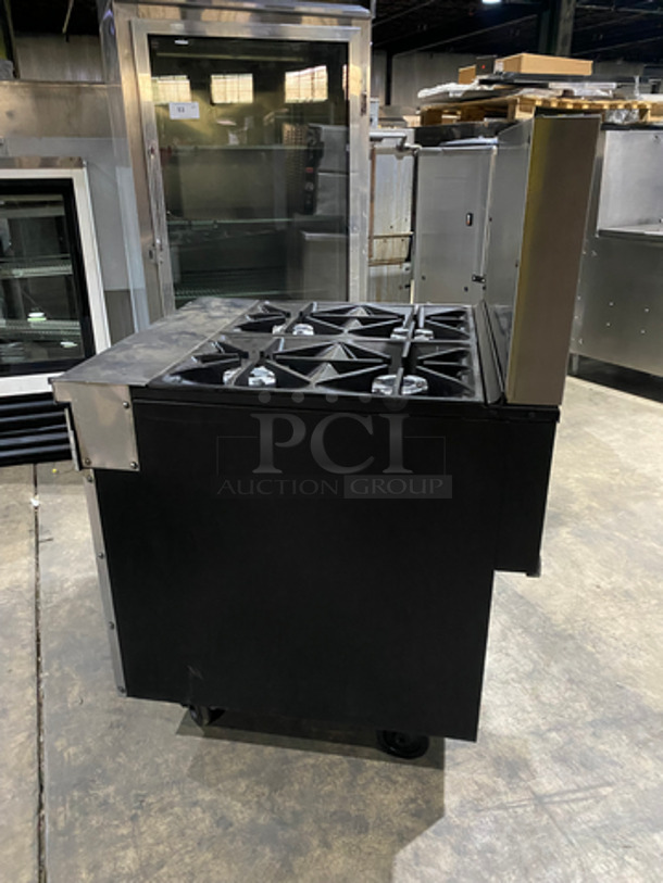 Amazing! Southbend Natural Gas Powered WIDE BODY 4 Burner Stove! With Underneath Storage Space! With Raised Back Splash! On Commercial Casters! Working When Removed!  - Image 2 of 9