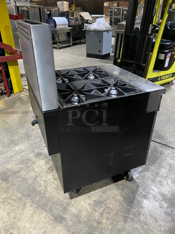 Amazing! Southbend Natural Gas Powered WIDE BODY 4 Burner Stove! With Underneath Storage Space! With Raised Back Splash! On Commercial Casters! Working When Removed!  - Image 3 of 9