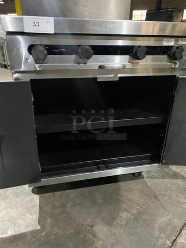 Amazing! Southbend Natural Gas Powered WIDE BODY 4 Burner Stove! With Underneath Storage Space! With Raised Back Splash! On Commercial Casters! Working When Removed!  - Image 7 of 9