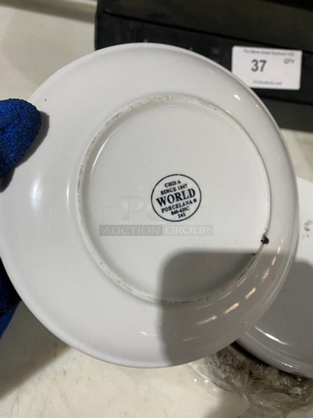 All One Money! Set Of White Ceramic Plates ! - Image 2 of 4