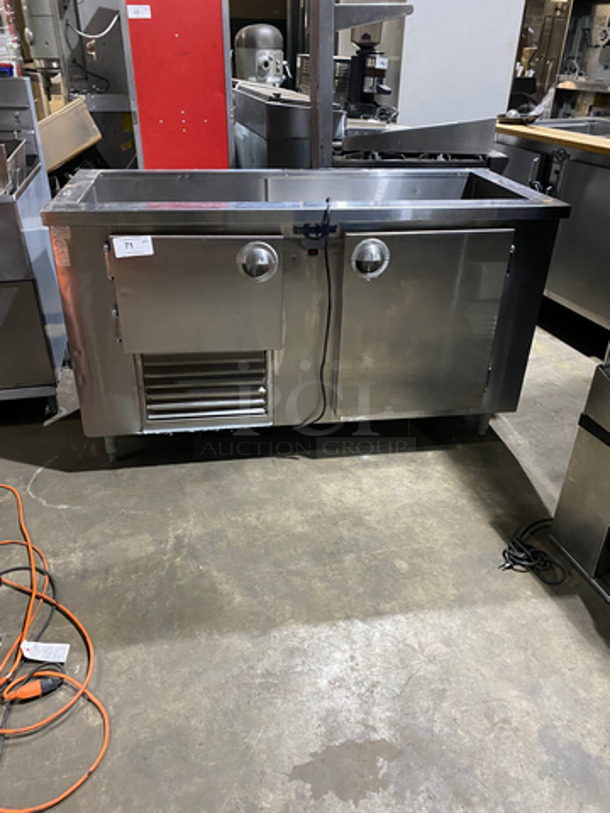 NICE! Universal Cooler Refrigerated Sandwich Prep Table ! With 2 Doors Underneath! All Stainless Steel! On Legs! - Image 1 of 8