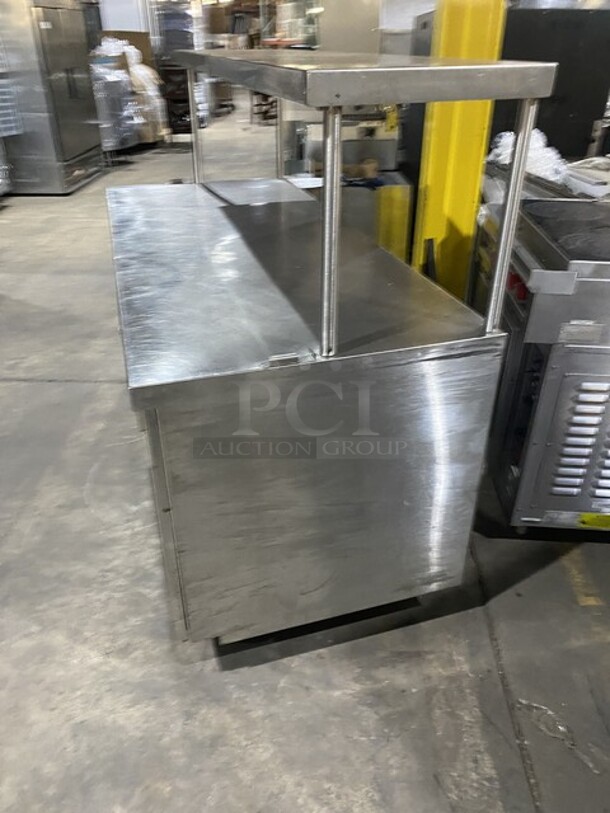 Delfield Refrigerated Lowboy/Worktop! With 2 Draws & One Door! With Over Head Stainless Steel Shelf! 115V 1 Phase! On Casters!  - Image 2 of 7