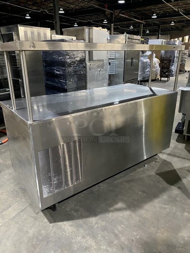 Delfield Refrigerated Lowboy/Worktop! With 2 Draws & One Door! With Over Head Stainless Steel Shelf! 115V 1 Phase! On Casters!  - Image 3 of 7