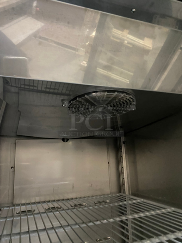 Hoshizaki Commercial Single Door Reach In Cooler Merchandiser! All Stainless Steel! With 3 Poly Coated Racks! On Casters! Model CR1S-FGECR - Image 7 of 9