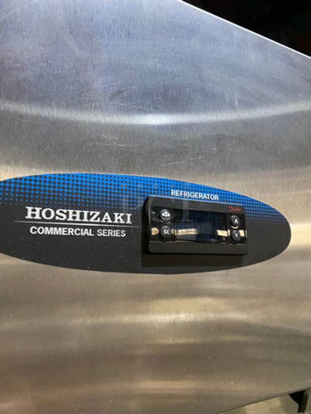 Hoshizaki Commercial Single Door Reach In Cooler Merchandiser! All Stainless Steel! With 3 Poly Coated Racks! On Casters! Model CR1S-FGECR - Image 8 of 9