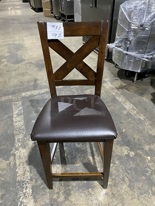 Espresso Finish Bar Height Dining Chairs! 2 x Your Bid!