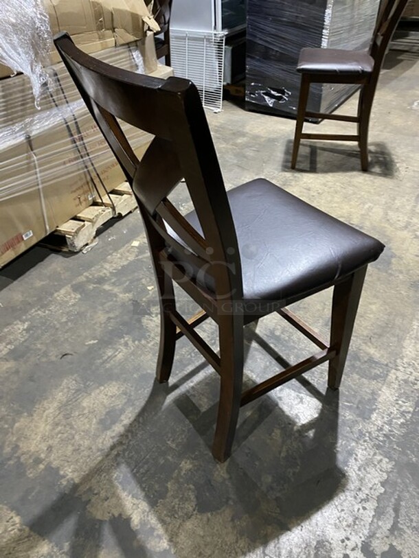 Espresso Finish Bar Height Dining Chairs! 2 x Your Bid! - Image 3 of 6