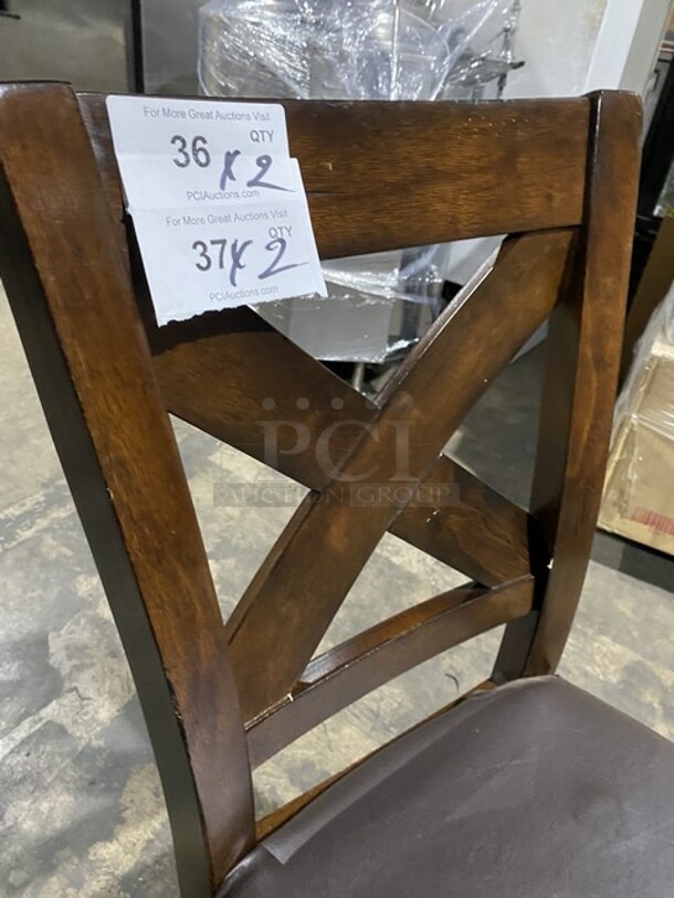 Espresso Finish Bar Height Dining Chairs! 2 x Your Bid! - Image 5 of 6