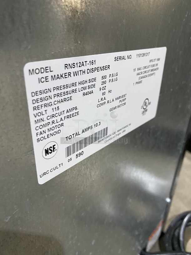 WOW! Manitowoc Counter Top Ice & Water Machine Dispenser Combo! Model RNS12AT-161 Serial 1101391317! 115V 1 Phase! On Legs!  - Image 7 of 8
