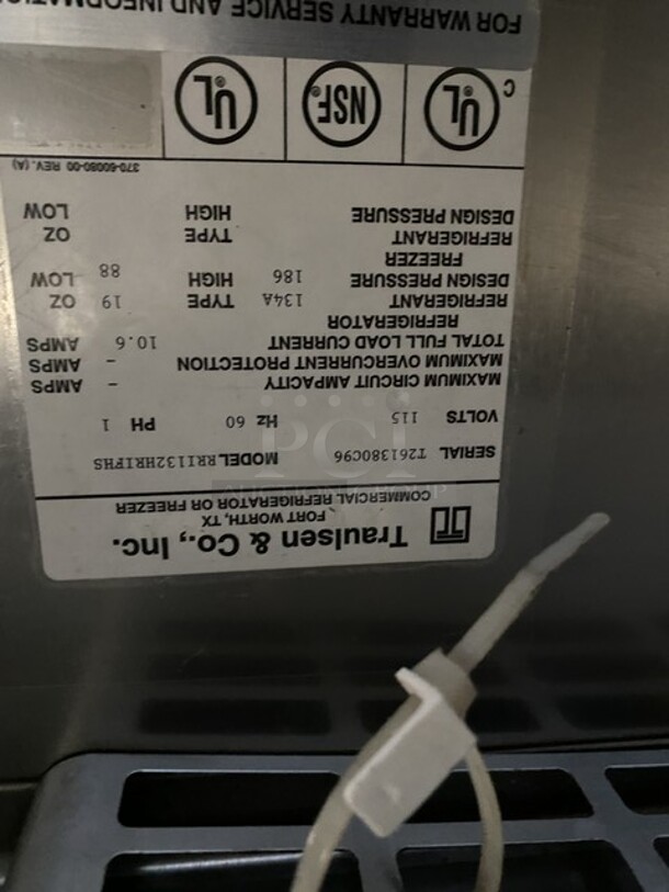 Traulsen One Door Refrigerated Roll In Rack Dough Retarder! All S.S.! Model RRI132HRIFHS Serial T261380C96! 115V 1 Phase!  - Image 7 of 9