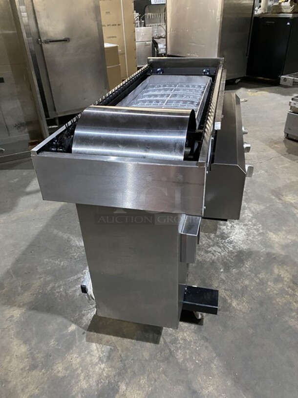 Amazing! RARE FIND! ROTOQUIP Natural Gas Powered SKEWER Style Char Broiler Grill! With Automated Hands Free Spinner! Model CON25X14 Serial 25X14110V0001A! On Casters!  - Image 2 of 12