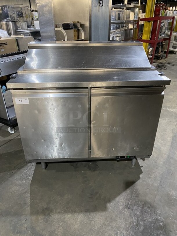 Entree All Stainless Steel Refrigerated Bain Marie/Sandwich Prep Table! Model S48 Serial 1406ENTH04975! 115V 1 Phase! On Commercial Casters! 