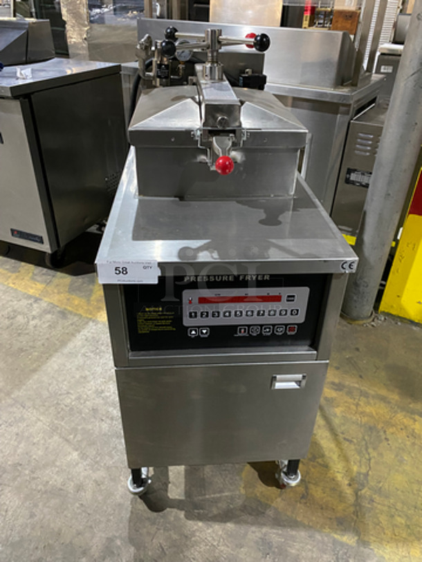 WOW!2019 Shine Hoe Electric Pressure Fryer! Model POO7! 220 Volts! All Stainless Steel! On Casters!