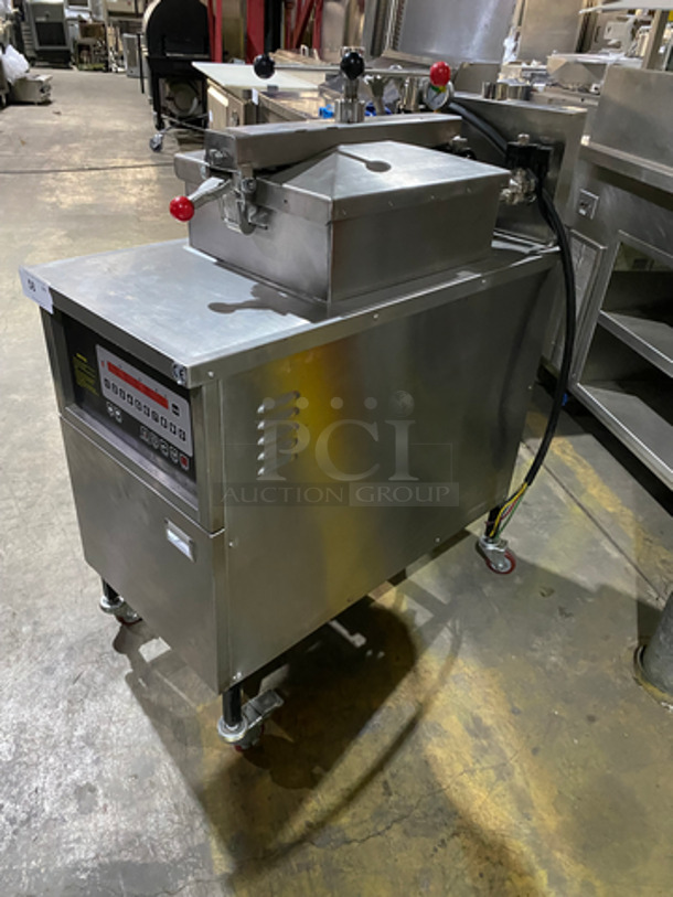 WOW!2019 Shine Hoe Electric Pressure Fryer! Model POO7! 220 Volts! All Stainless Steel! On Casters! - Image 3 of 9