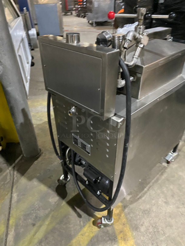 WOW!2019 Shine Hoe Electric Pressure Fryer! Model POO7! 220 Volts! All Stainless Steel! On Casters! - Image 4 of 9