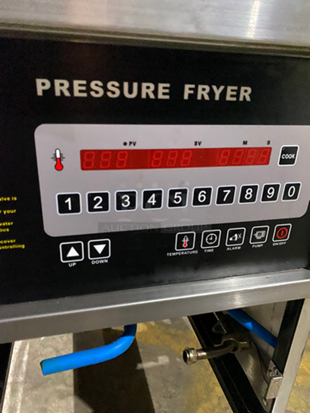 WOW!2019 Shine Hoe Electric Pressure Fryer! Model POO7! 220 Volts! All Stainless Steel! On Casters! - Image 7 of 9