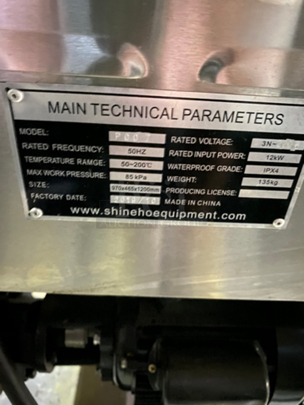 WOW!2019 Shine Hoe Electric Pressure Fryer! Model POO7! 220 Volts! All Stainless Steel! On Casters! - Image 8 of 9
