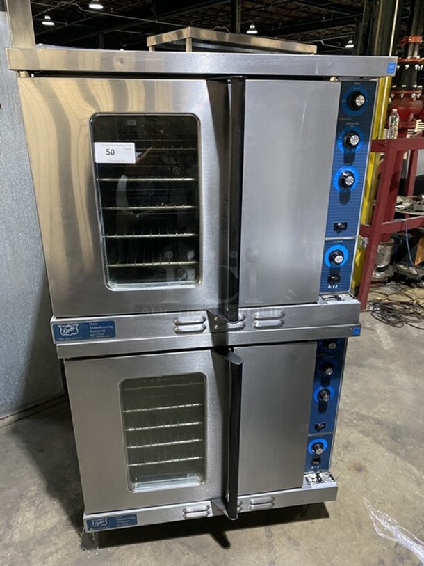 FAB! Duke Natural Gas Powered Double Stacked Convection Oven! Model 613-G2V Serial 20JEAB-0350! With One Solid & One View Through Door! On Commercial Casters! 2 X Your Bid Makes One Unit! 