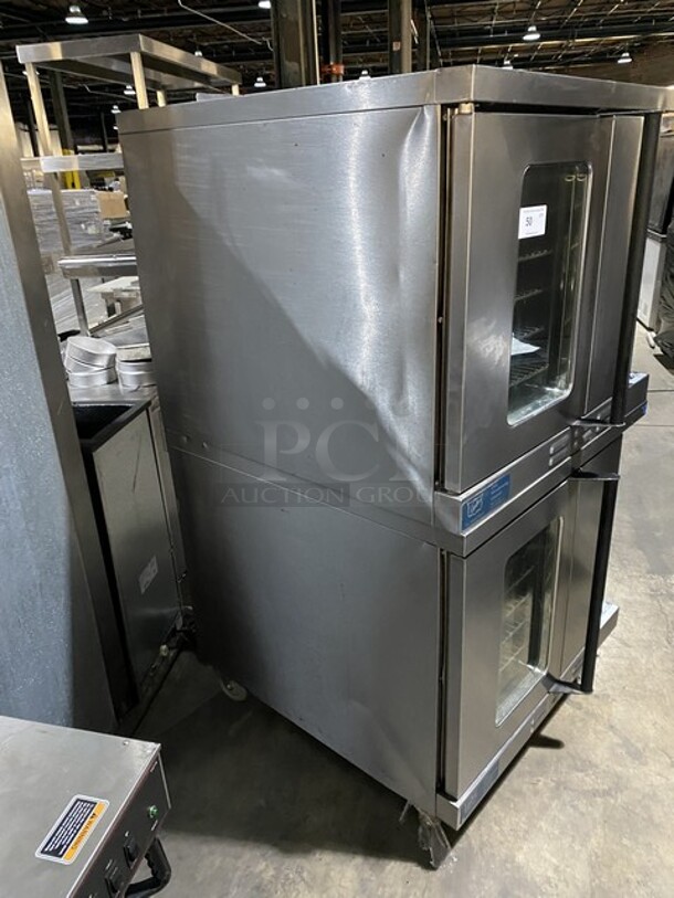 FAB! Duke Natural Gas Powered Double Stacked Convection Oven! Model 613-G2V Serial 20JEAB-0350! With One Solid & One View Through Door! On Commercial Casters! 2 X Your Bid Makes One Unit!  - Image 2 of 9
