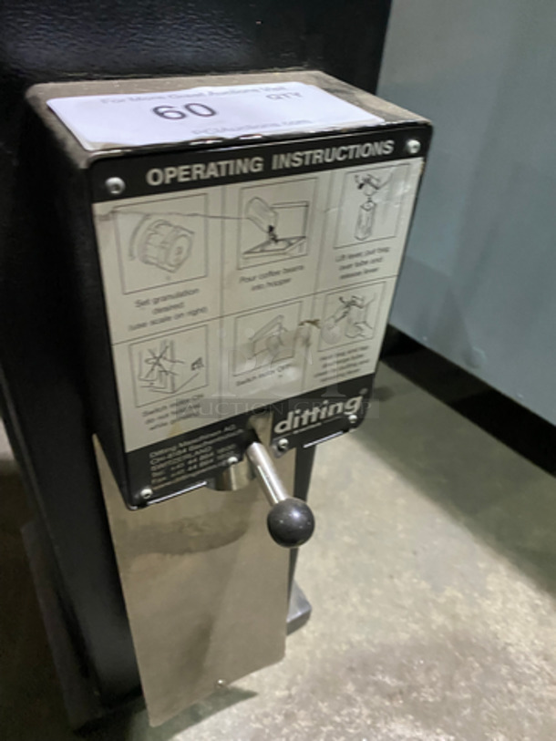 FAB! 2016 Ditting Machine! Model KR 1203! Metal Commercial Countertop Coffee Bean Grinder! 120 Volts 1 Phase !  - Image 6 of 9