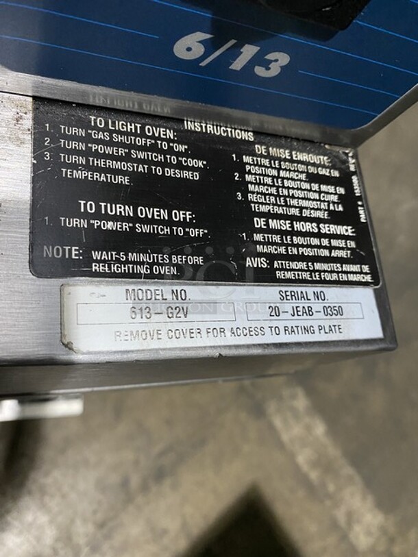 FAB! Duke Natural Gas Powered Double Stacked Convection Oven! Model 613-G2V Serial 20JEAB-0350! With One Solid & One View Through Door! On Commercial Casters! 2 X Your Bid Makes One Unit!  - Image 8 of 9
