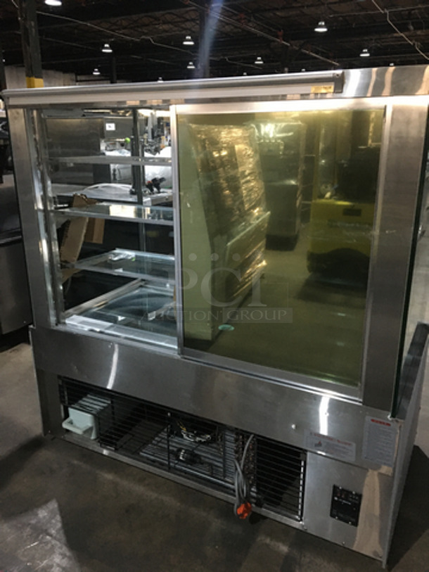WOW! Like New! Glass Wrapped 3 Tier Bakery Showcase Merchandiser! With Sliding Back Access Doors! 1 Phase!  - Image 4 of 10