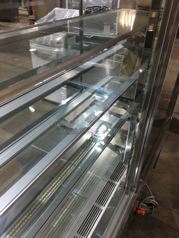 WOW! Like New! Glass Wrapped 3 Tier Bakery Showcase Merchandiser! With Sliding Back Access Doors! 1 Phase!  - Image 5 of 10