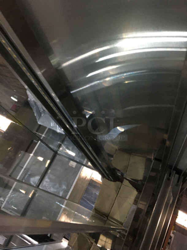 WOW! Like New! Glass Wrapped 3 Tier Bakery Showcase Merchandiser! With Sliding Back Access Doors! 1 Phase!  - Image 6 of 10
