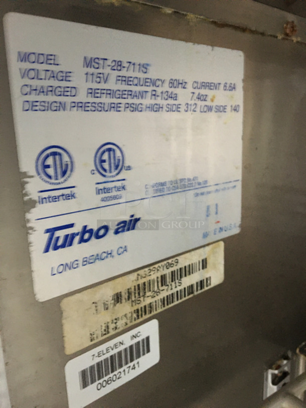 WOW!Turbo Air 1 Door Refrigerated Sandwich Prep Table! With Plastic Top! All Stainless Steel! 115 Voltage! - Image 7 of 9