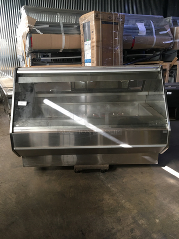 Nice! Barker 2012 Enclosed Electric Powered Steam Table Showcase Merchandiser! With Sliding Back Doors For Serving! Serial 162408BSD6H! 208V 3 Phase! 