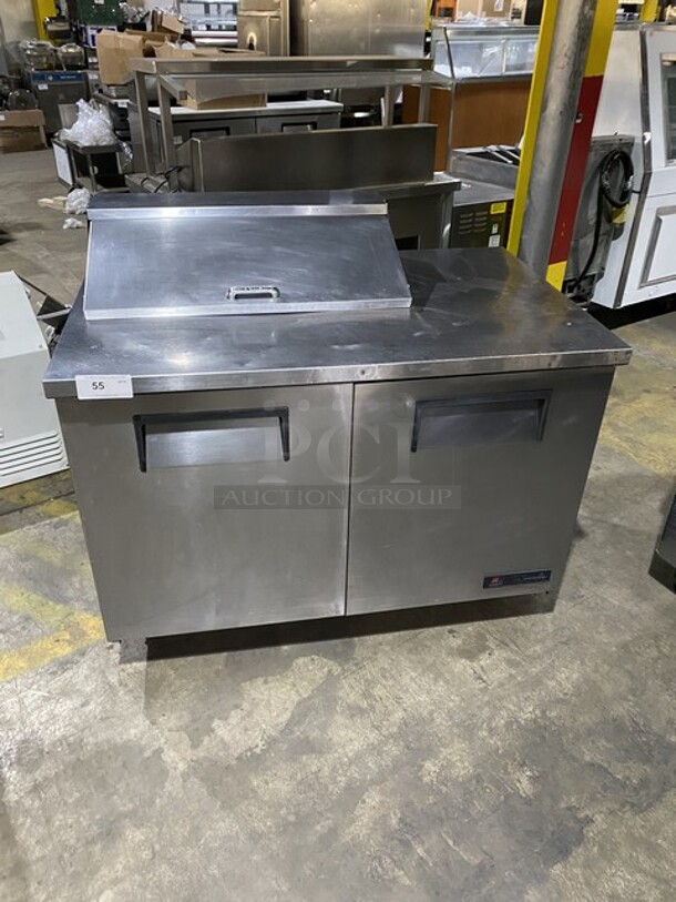 Wow! True All Stainless Steel Refrigerated Bain Marie Prep Table! Model TSSU-48-08 Serial 7493962! 115V 1 Phase! On Commercial Casters!  
