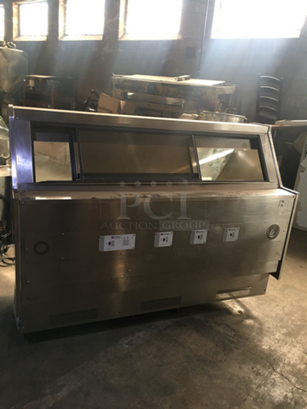 Nice! Barker 2012 Enclosed Electric Powered Steam Table Showcase Merchandiser! With Sliding Back Doors For Serving! Serial 162408BSD6H! 208V 3 Phase!  - Image 10 of 11