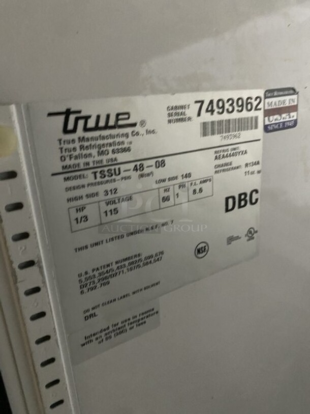 Wow! True All Stainless Steel Refrigerated Bain Marie Prep Table! Model TSSU-48-08 Serial 7493962! 115V 1 Phase! On Commercial Casters!   - Image 7 of 9