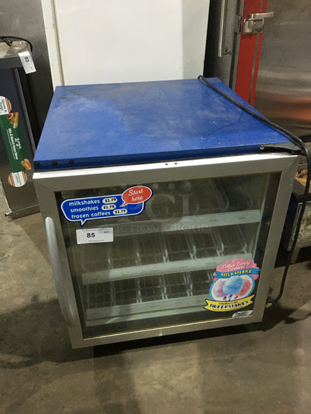 SWEET!  Minus Forty Commercial Glass Door Freezer Display Merchandiser! On Casters! 115 Volts!