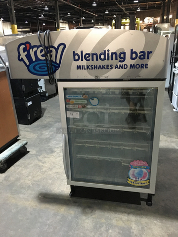 Nice! Minus Forty Technologies One Glass Door Freezer Merchandiser! With Racks! Model 11-CSGF-X1-FR Serial 145801! 115V 1 Phase! Working When Removed! On Legs!