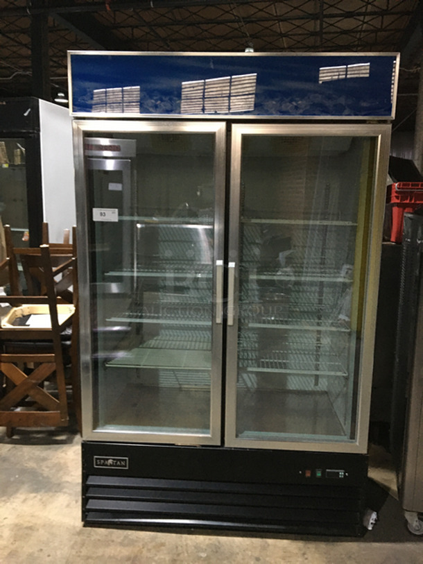 WOW! Spartan 2-Door Glass Reach-In Freezer Merchandiser! Model SGF-49! 115 Volts! On Casters!  - Image 1 of 10