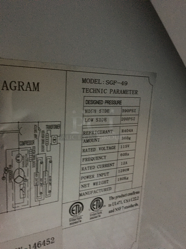 WOW! Spartan 2-Door Glass Reach-In Freezer Merchandiser! Model SGF-49! 115 Volts! On Casters!  - Image 8 of 10