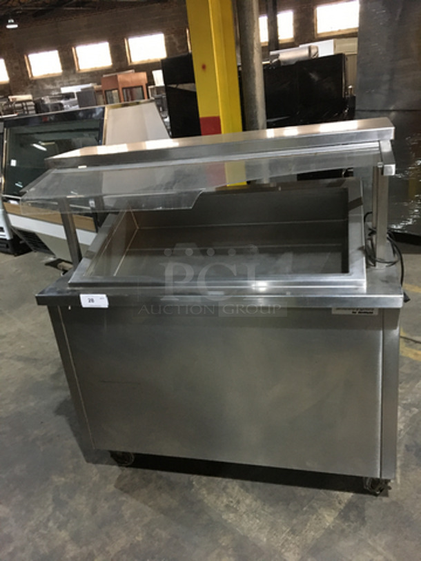 Precision All Stainless Steel Refrigerated Cold Pan/Salad Bar! With Sneeze Guard! With underneath Storage Space! 115V 1 Phase! On Commercial Casters! 