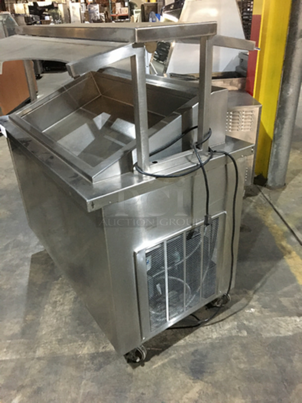 Precision All Stainless Steel Refrigerated Cold Pan/Salad Bar! With Sneeze Guard! With underneath Storage Space! 115V 1 Phase! On Commercial Casters!  - Image 2 of 9