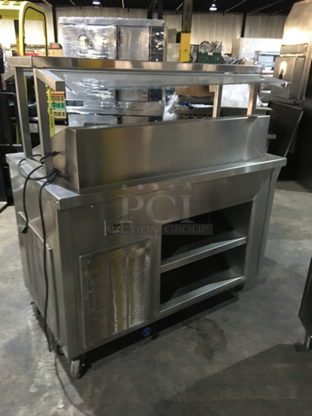 Precision All Stainless Steel Refrigerated Cold Pan/Salad Bar! With Sneeze Guard! With underneath Storage Space! 115V 1 Phase! On Commercial Casters!  - Image 3 of 9