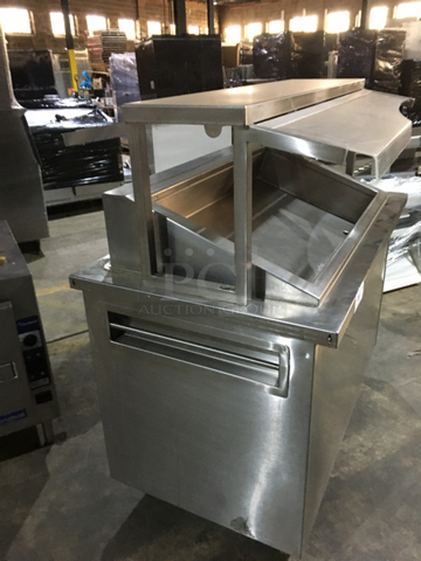 Precision All Stainless Steel Refrigerated Cold Pan/Salad Bar! With Sneeze Guard! With underneath Storage Space! 115V 1 Phase! On Commercial Casters!  - Image 4 of 9
