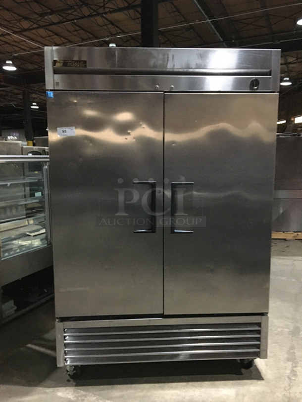FAB! True 2 Door All Solid Stainless Steel Reach-In Freezer! On Casters! Model T-49F! 115 Volts 1 Phase!   