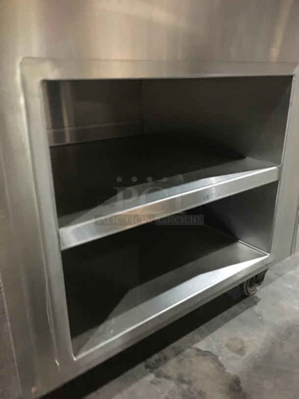 Precision All Stainless Steel Refrigerated Cold Pan/Salad Bar! With Sneeze Guard! With underneath Storage Space! 115V 1 Phase! On Commercial Casters!  - Image 7 of 9